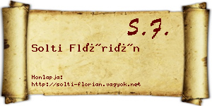 Solti Flórián névjegykártya